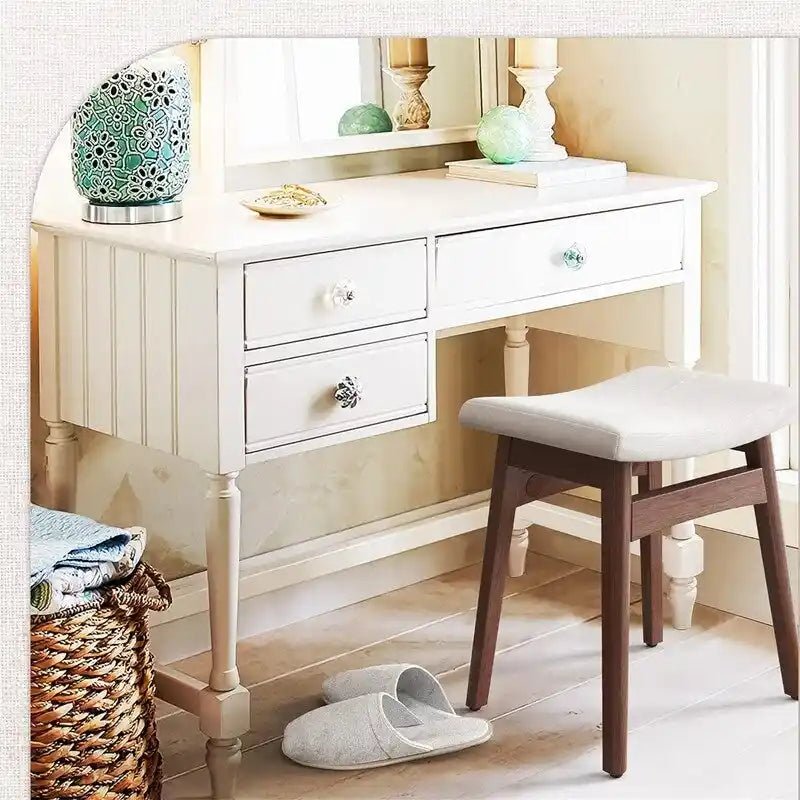 Saddle Cushion Vanity Stool - 17.83D x 12.4W x 16.53H