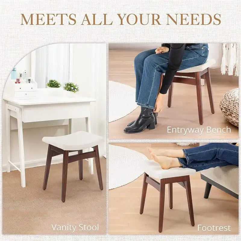 Saddle Cushion Vanity Stool - 17.83D x 12.4W x 16.53H