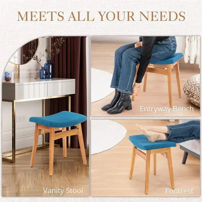 Saddle Cushion Vanity Stool - 17.83D x 12.4W x 16.53H