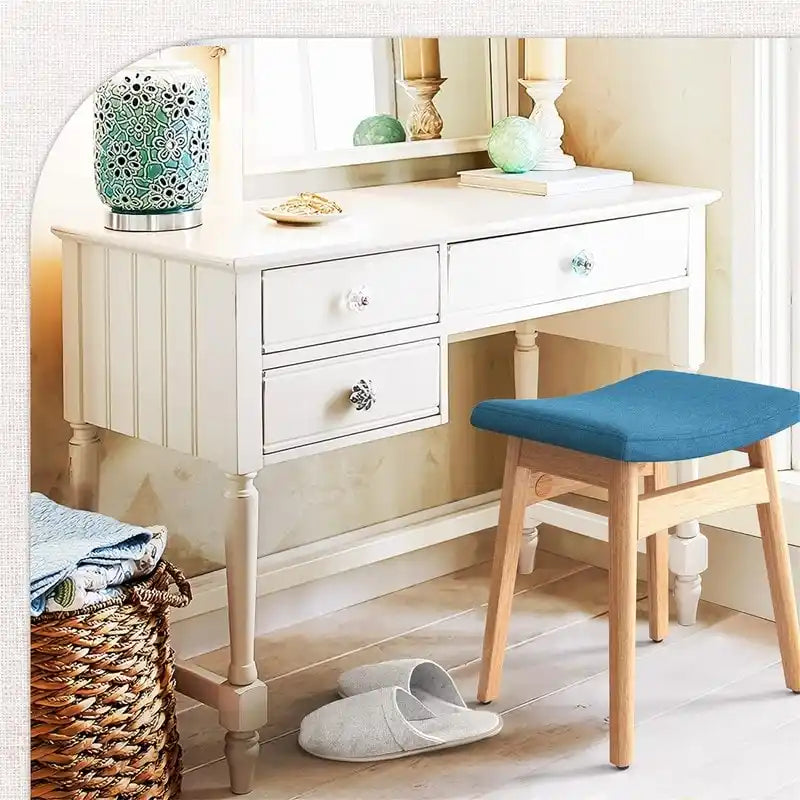 Saddle Cushion Vanity Stool - 17.83D x 12.4W x 16.53H