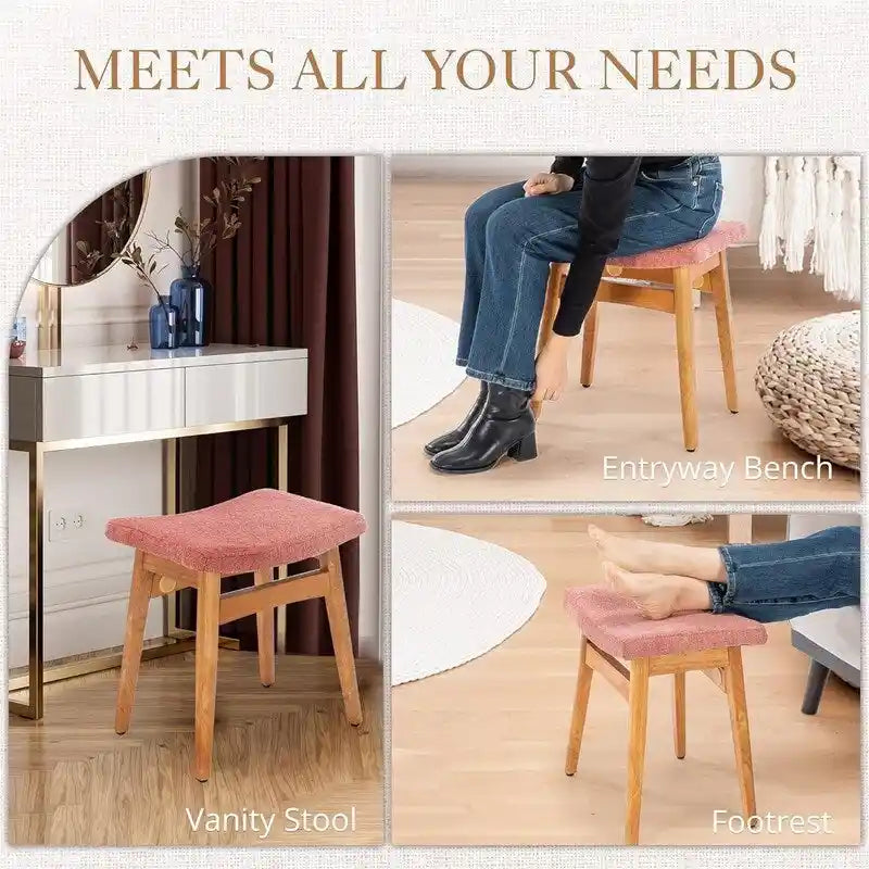Saddle Cushion Vanity Stool - 17.83D x 12.4W x 16.53H