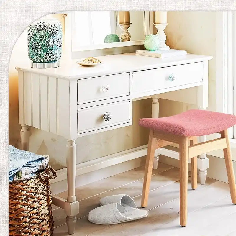 Saddle Cushion Vanity Stool - 17.83D x 12.4W x 16.53H