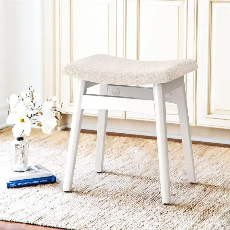 Saddle Cushion Vanity Stool - 17.83D x 12.4W x 16.53H