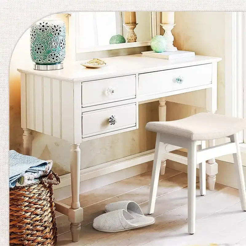 Saddle Cushion Vanity Stool - 17.83D x 12.4W x 16.53H