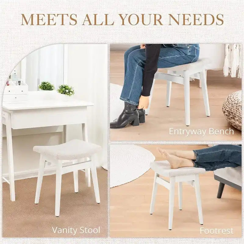 Saddle Cushion Vanity Stool - 17.83D x 12.4W x 16.53H