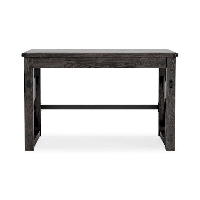 Urban Farmhouse Home Office Desk with Center Drawer - Gray Wood Grain