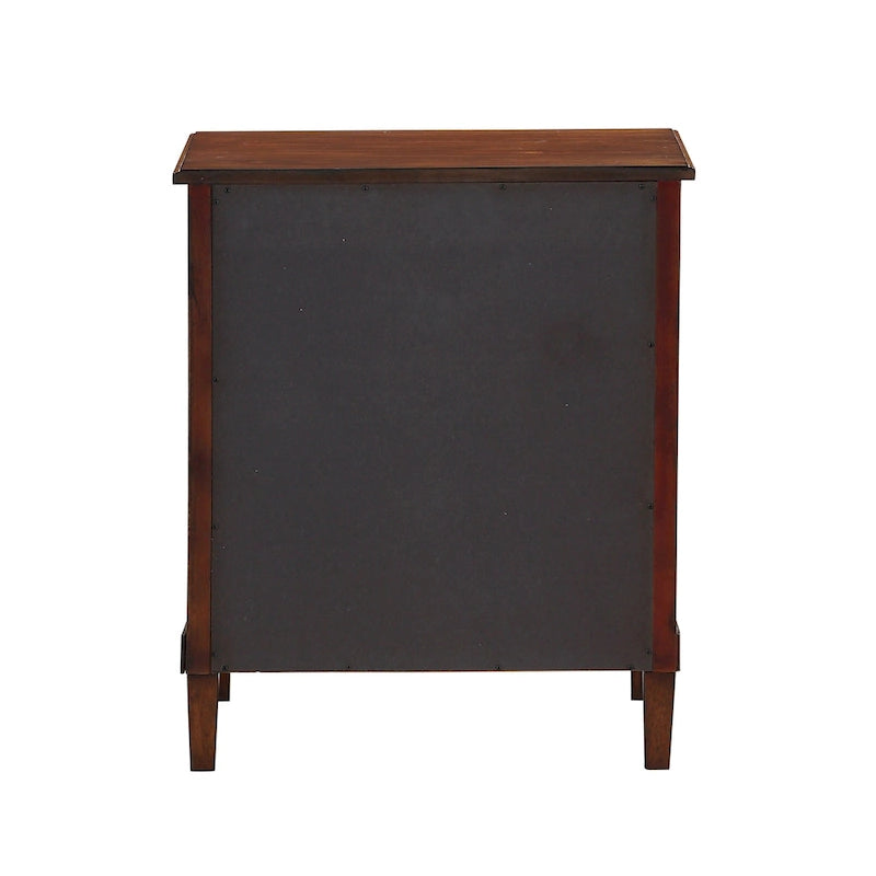 Brown 3-Drawer Nightstand with Acacia Veneer and Ring Pulls - 24W x 17D x 26.75H