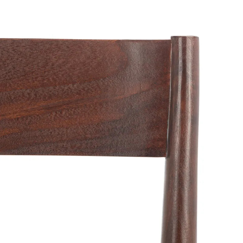 Leather Dining Chair with Basket-Woven Seat and Open Back (Set of 2)