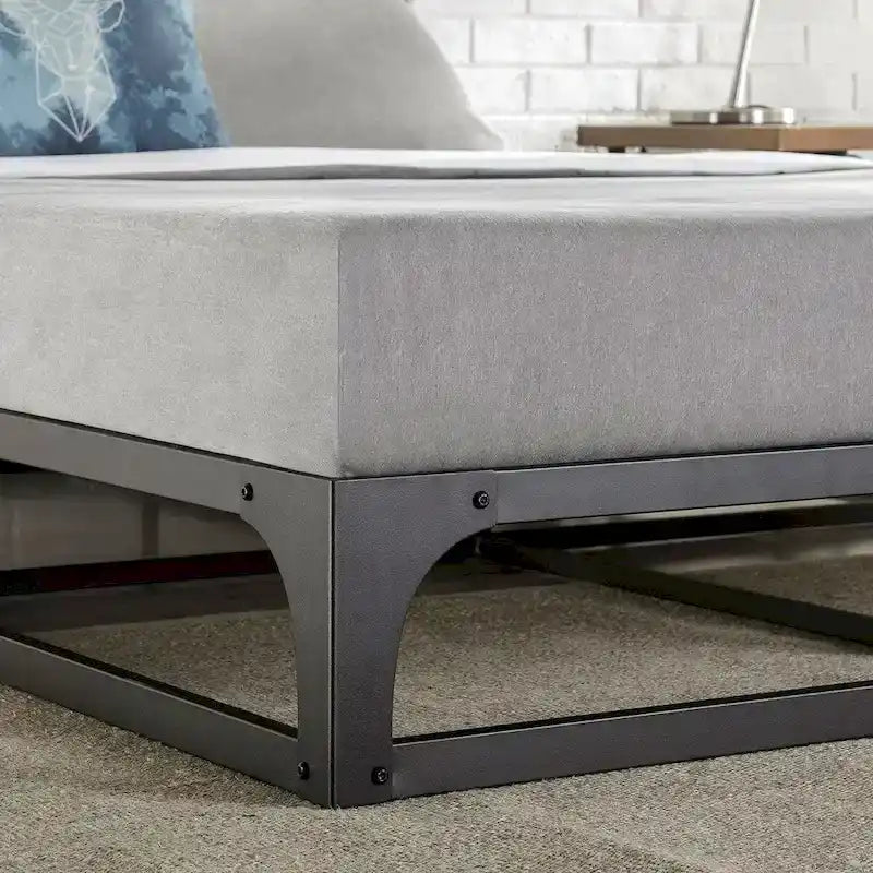 Full Size Low Profile Metal Platform Bed Frame - No Box Spring Needed, Black