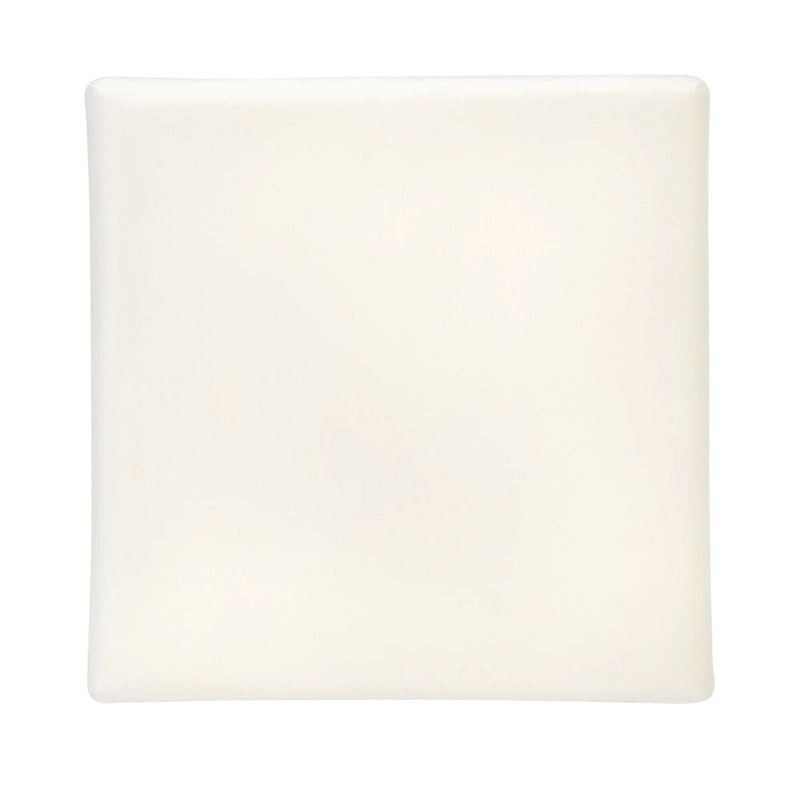 Moroccan Glam Velvet Square Ottoman with Gold Quatrefoil Base - Cream