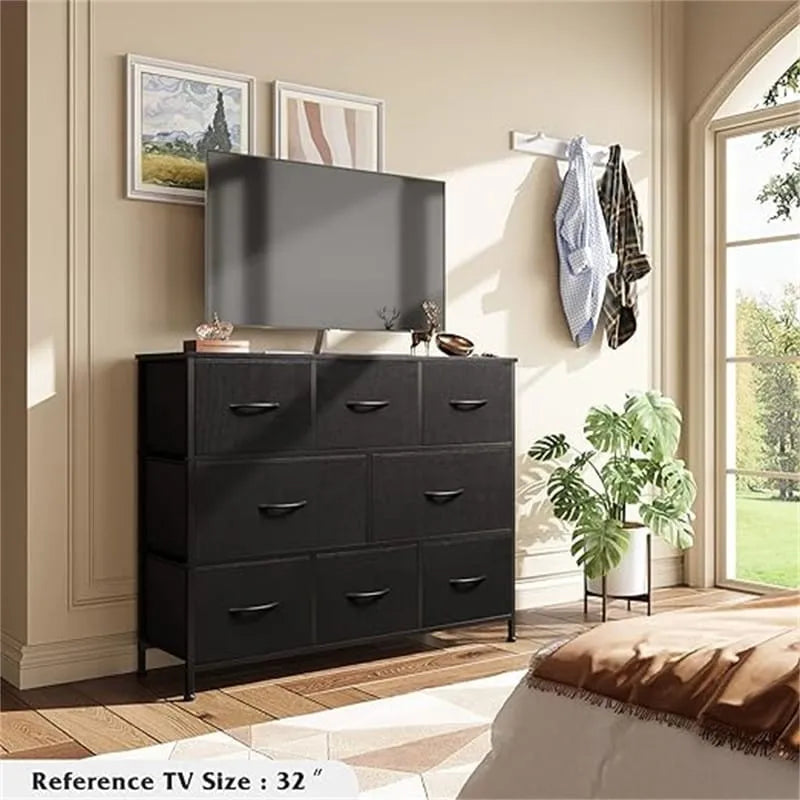 8-Drawer Wide Dresser with Wood Top - 39.4L x 11.8W x 31.3H