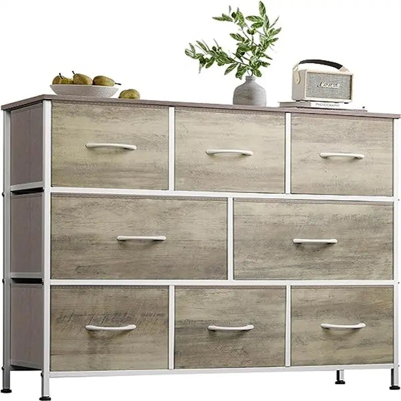8-Drawer Wide Dresser with Wood Top - 39.4L x 11.8W x 31.3H
