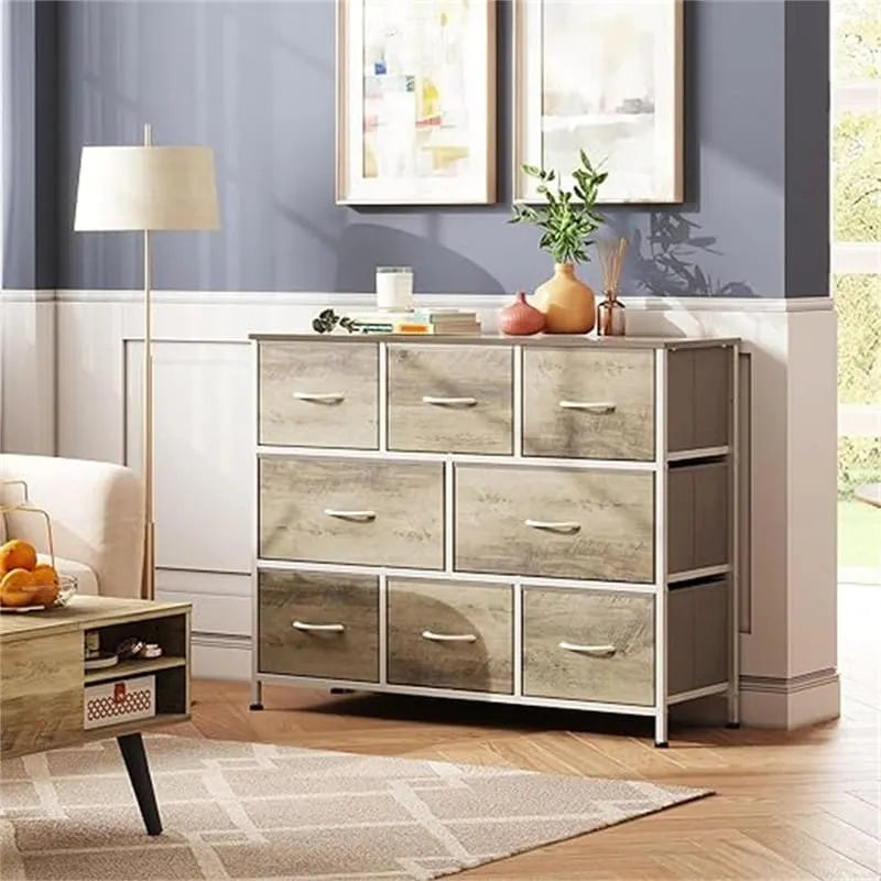 8-Drawer Wide Dresser with Wood Top - 39.4L x 11.8W x 31.3H