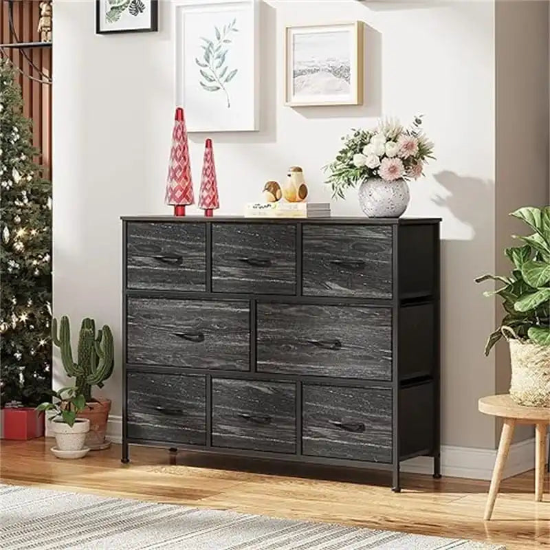 8-Drawer Wide Dresser with Wood Top - 39.4L x 11.8W x 31.3H