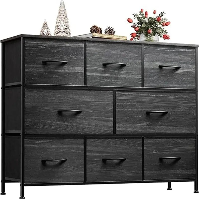 8-Drawer Wide Dresser with Wood Top - 39.4L x 11.8W x 31.3H