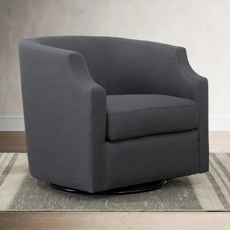 Linen Swivel Glider Barrel Chair - Natural, 29.3L x 30.5W x 29.5H
