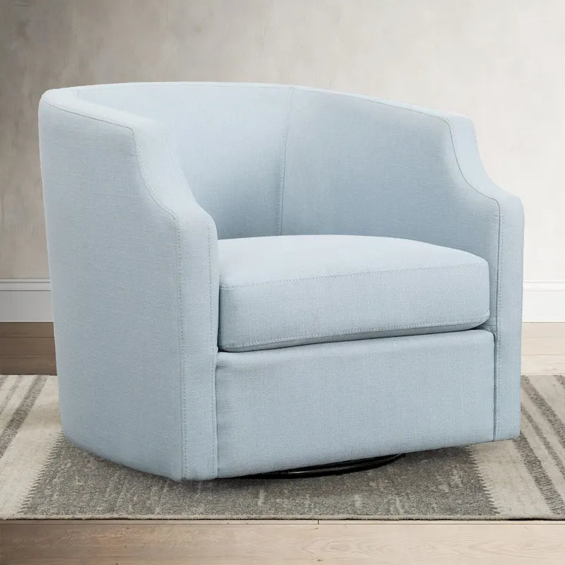 Linen Swivel Glider Barrel Chair - Natural, 29.3L x 30.5W x 29.5H