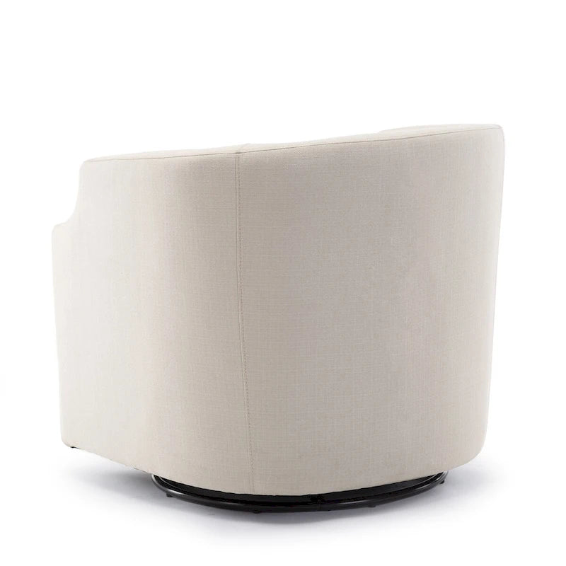 Linen Swivel Glider Barrel Chair - Natural, 29.3L x 30.5W x 29.5H