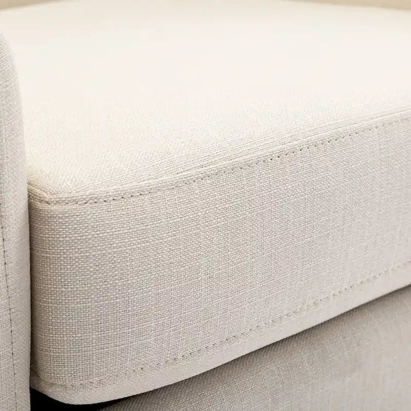 Linen Swivel Glider Barrel Chair - Natural, 29.3L x 30.5W x 29.5H