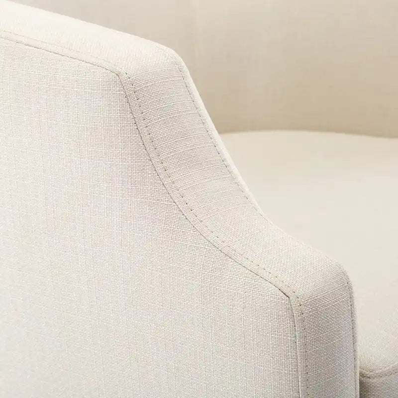 Linen Swivel Glider Barrel Chair - Natural, 29.3L x 30.5W x 29.5H
