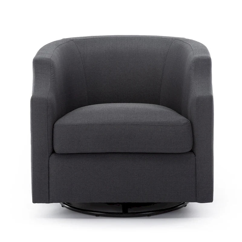 Linen Swivel Glider Barrel Chair - Natural, 29.3L x 30.5W x 29.5H