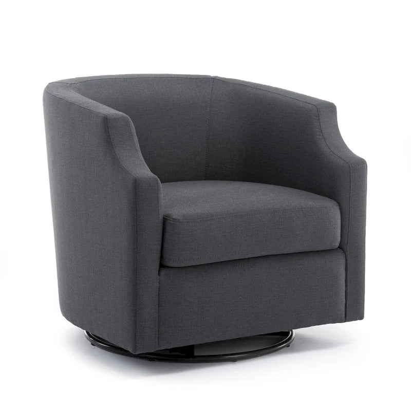 Linen Swivel Glider Barrel Chair - Natural, 29.3L x 30.5W x 29.5H