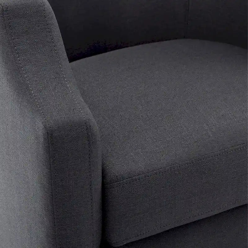 Linen Swivel Glider Barrel Chair - Natural, 29.3L x 30.5W x 29.5H