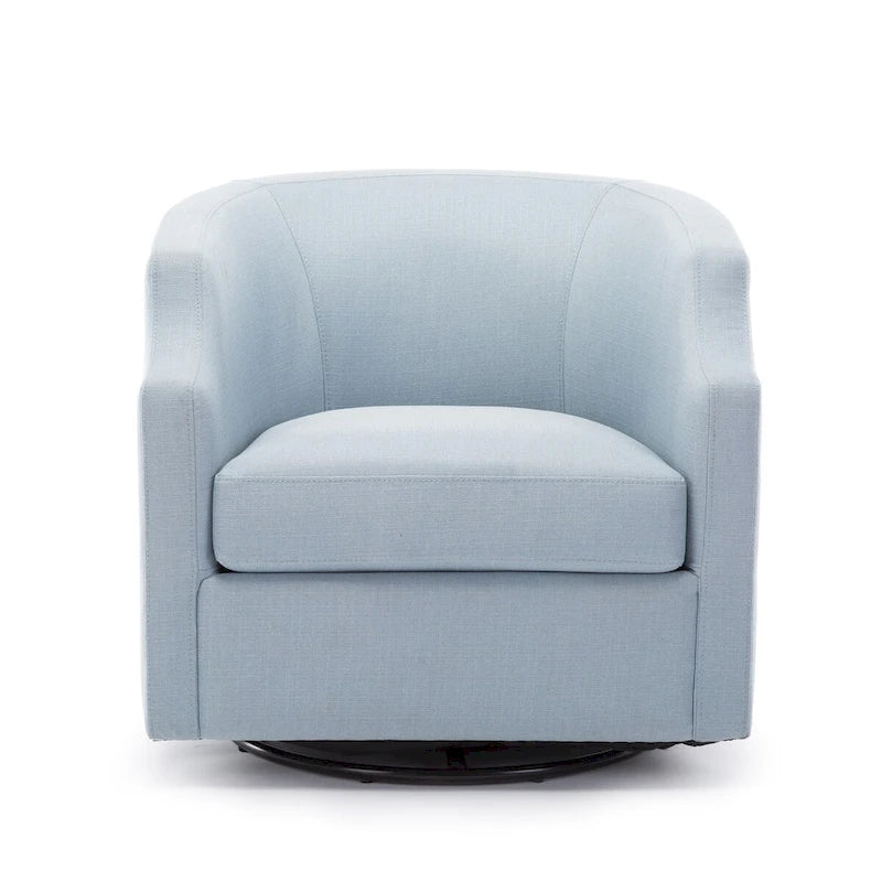 Linen Swivel Glider Barrel Chair - Natural, 29.3L x 30.5W x 29.5H