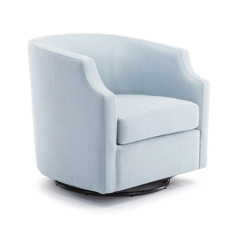 Linen Swivel Glider Barrel Chair - Natural, 29.3L x 30.5W x 29.5H