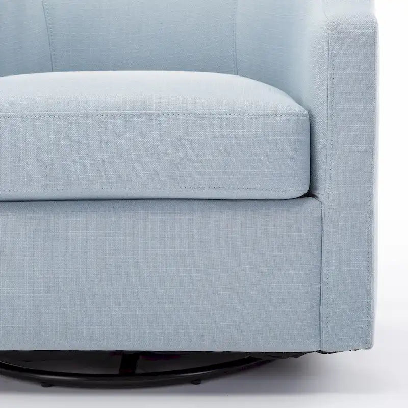 Linen Swivel Glider Barrel Chair - Natural, 29.3L x 30.5W x 29.5H