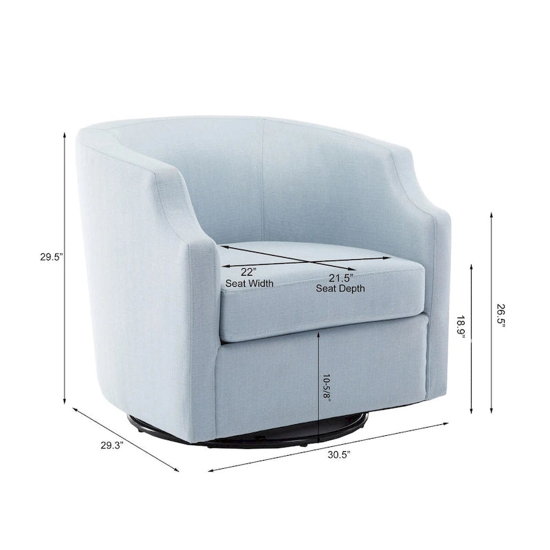 Linen Swivel Glider Barrel Chair - Natural, 29.3L x 30.5W x 29.5H
