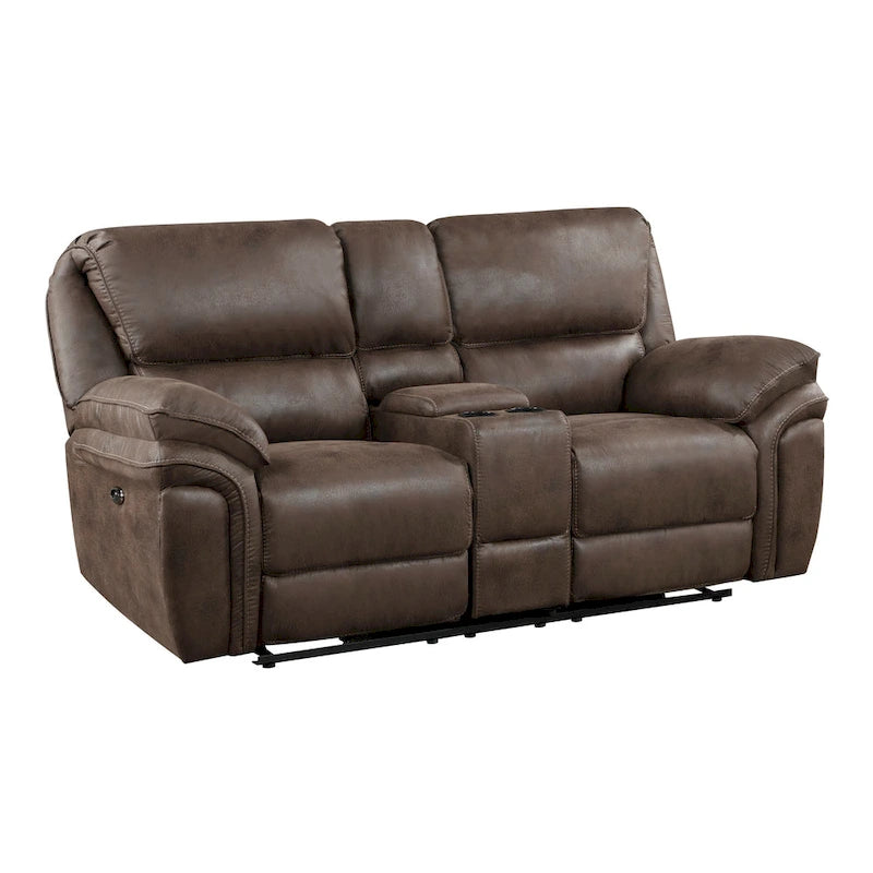 80" Power Double Recliner Loveseat with Console and USB Charging - Brown