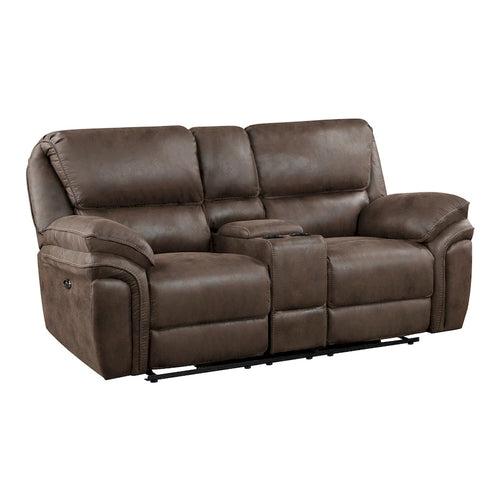 80" Power Double Recliner Loveseat with Console and USB Charging - Brown