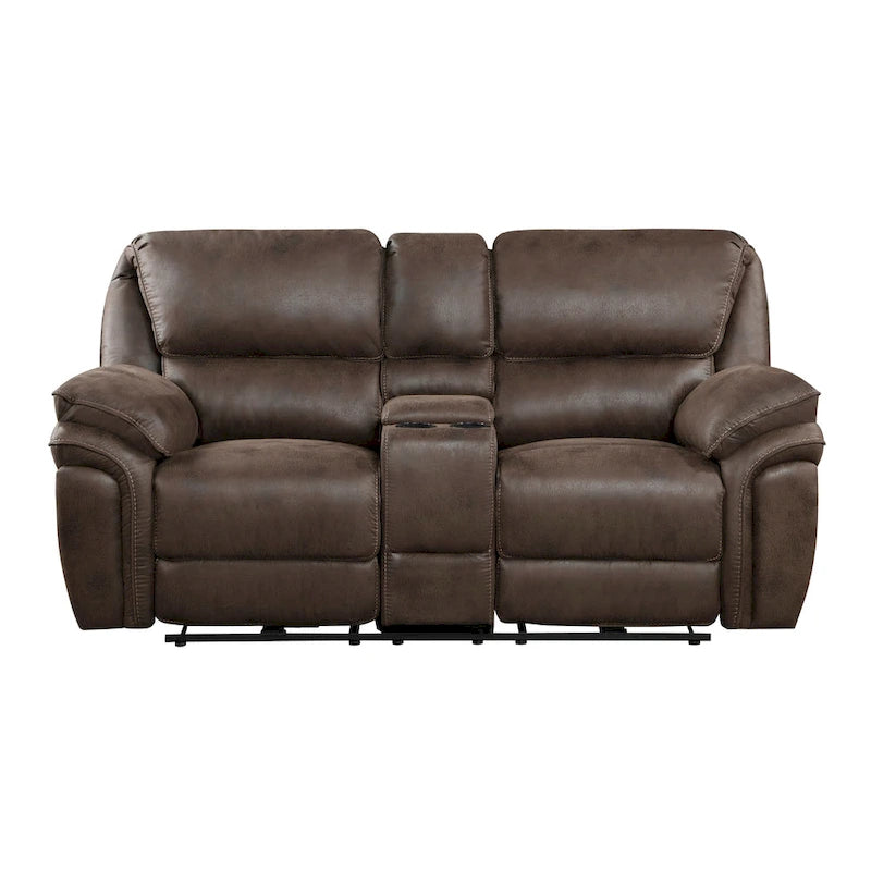 80" Power Double Recliner Loveseat with Console and USB Charging - Brown