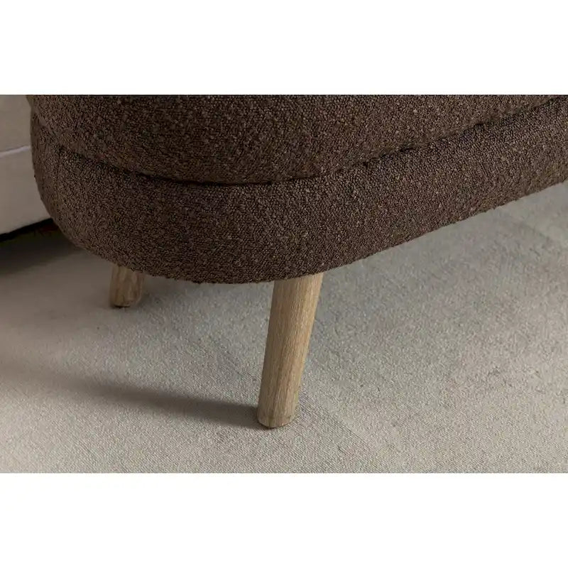 Boucle Fabric Storage Bench with Wood Frame and Adjustable Legs - 48.88W x 16.93D x 18.7H