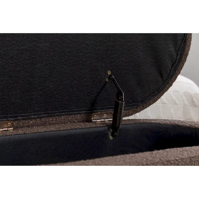 Boucle Fabric Storage Bench with Wood Frame and Adjustable Legs - 48.88W x 16.93D x 18.7H