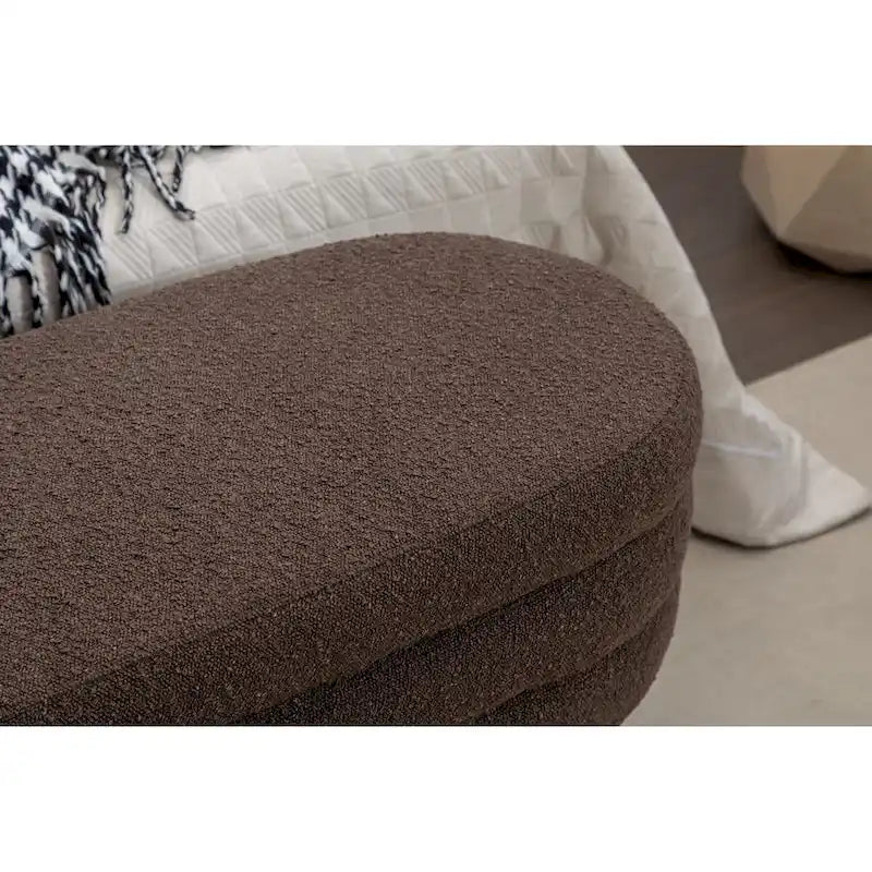 Boucle Fabric Storage Bench with Wood Frame and Adjustable Legs - 48.88W x 16.93D x 18.7H