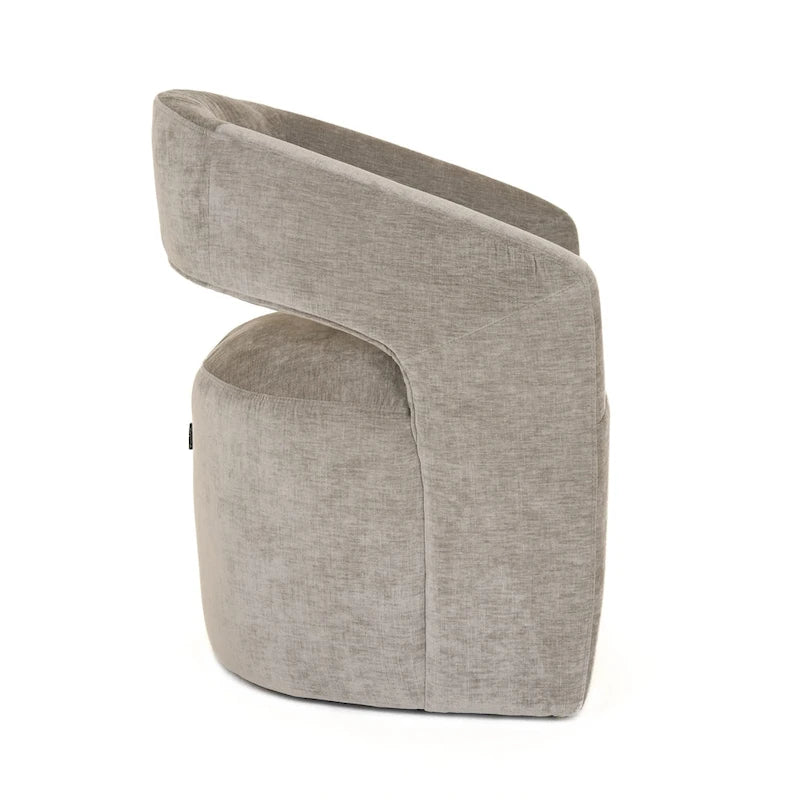 Modern Grey Fabric Dining Chair with Cut-Out Back