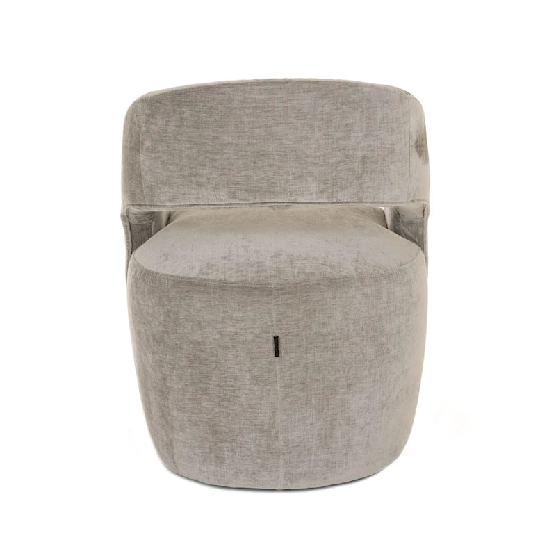 Modern Grey Fabric Dining Chair with Cut-Out Back