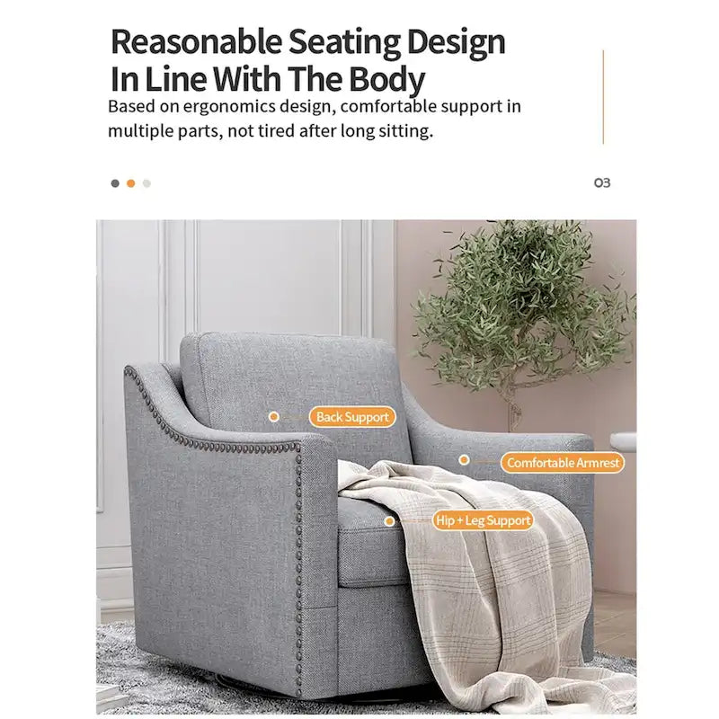 360 Degree Swivel Accent Chair for Living Room or Bedroom