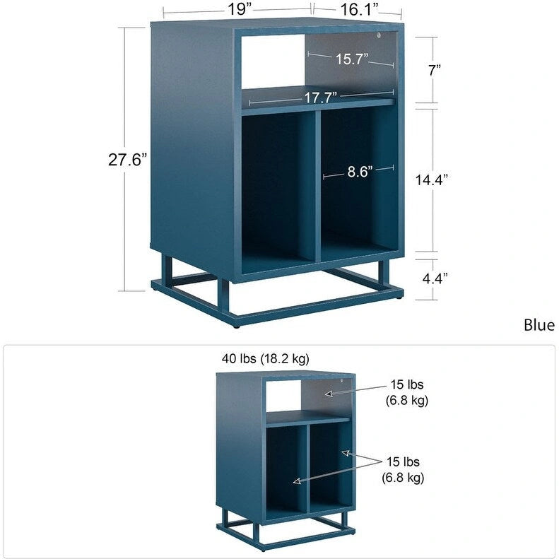 Turntable Stand with 3 Open Cubbies - 19W x 16.14D x 27.56H