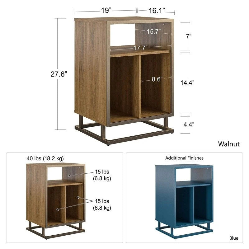 Turntable Stand with 3 Open Cubbies - 19W x 16.14D x 27.56H