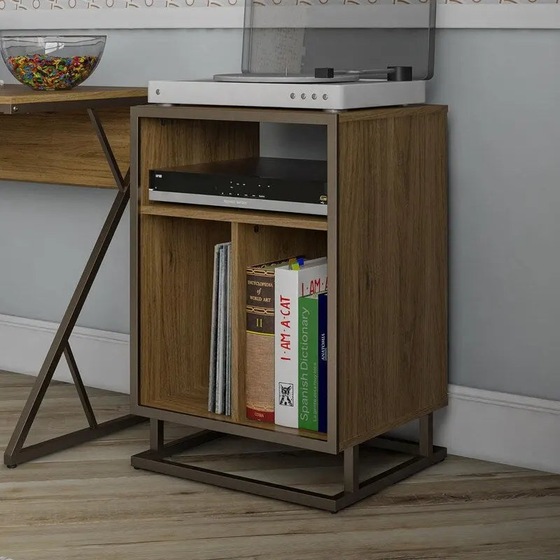 Turntable Stand with 3 Open Cubbies - 19W x 16.14D x 27.56H