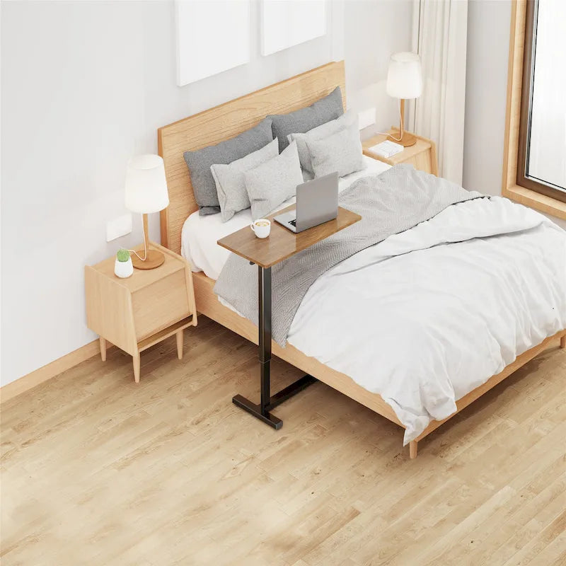 Rolling C-Shape Adjustable Height Laptop Side Table - 31.5W x 15.7D x 26-35H