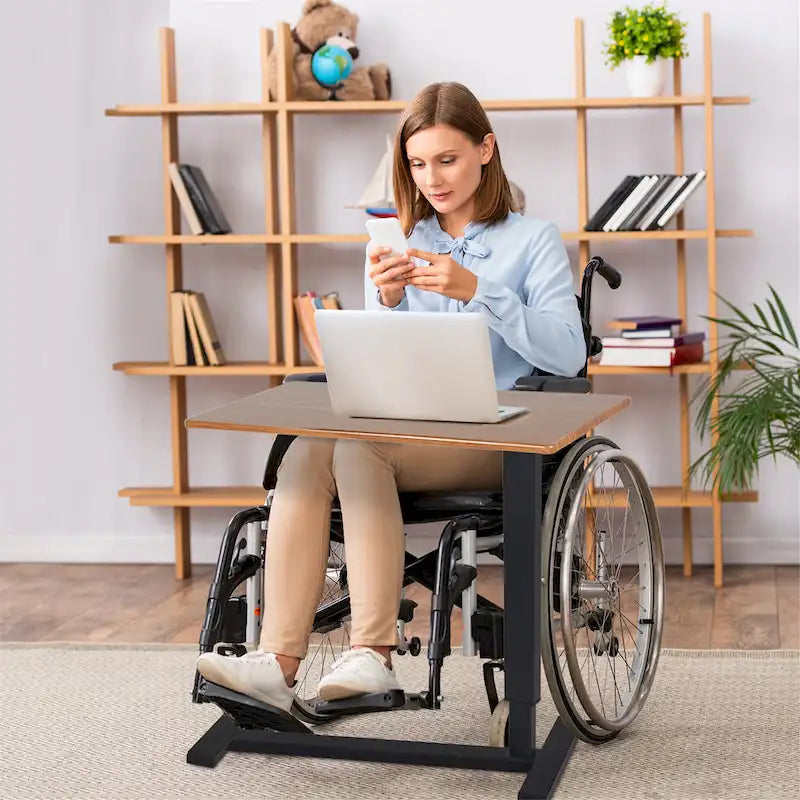 Rolling C-Shape Adjustable Height Laptop Side Table - 31.5W x 15.7D x 26-35H