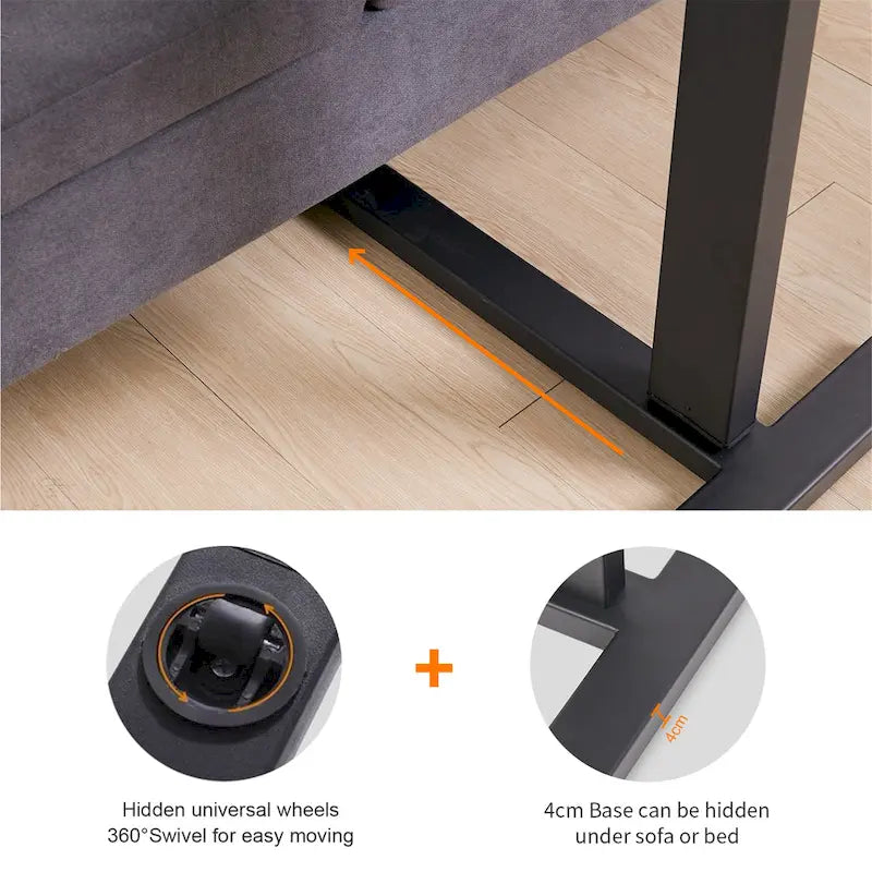 Rolling C-Shape Adjustable Height Laptop Side Table - 31.5W x 15.7D x 26-35H