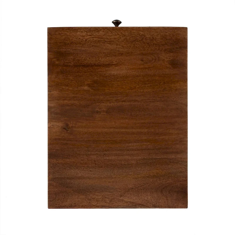 C-Shape Mango Wood End Table with Drawer and Gold Iron Frame