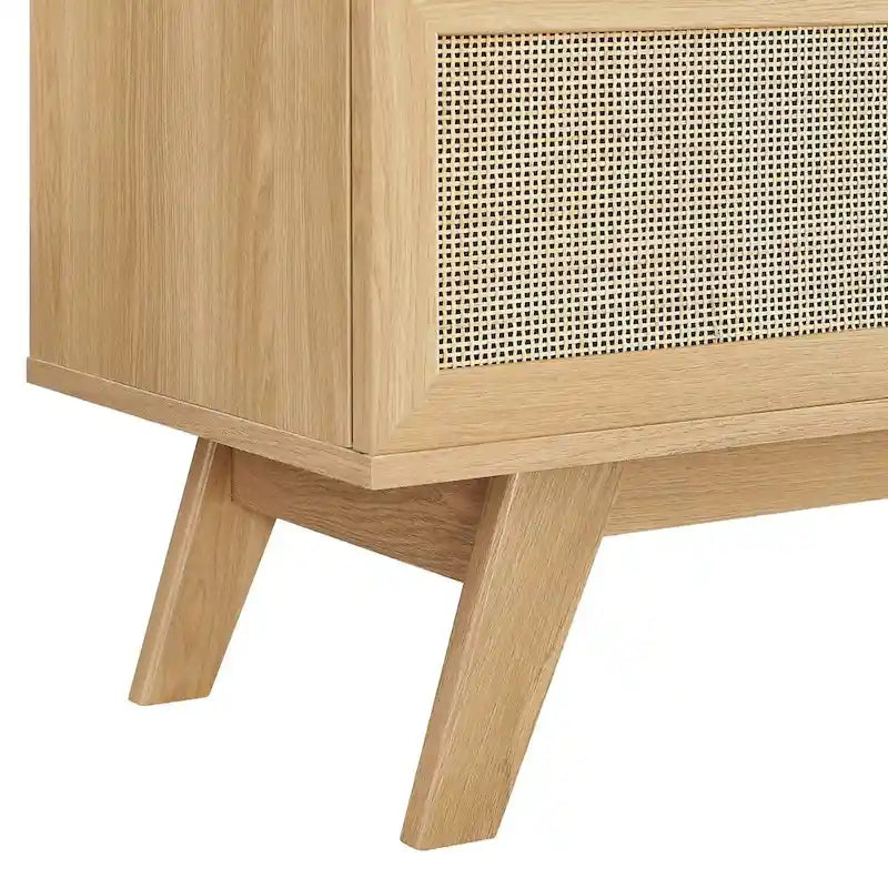 47" Rattan Sliding Door TV Stand with Cable Management - Fits up to 52" TVs