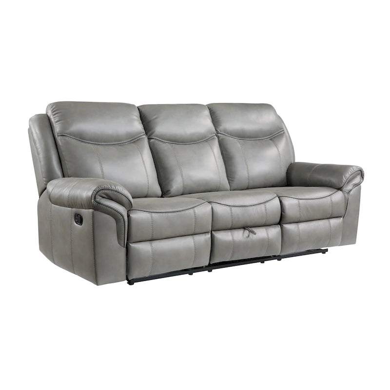 80" Dual Manual Recliner Sofa with Console, Cupholders, and USB - Gray Faux Leather