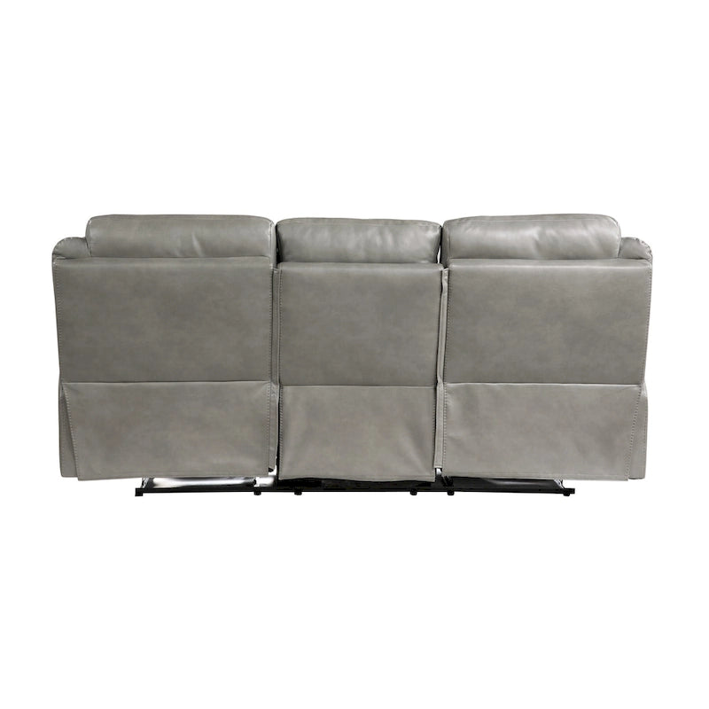 80" Dual Manual Recliner Sofa with Console, Cupholders, and USB - Gray Faux Leather